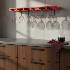 Porta Taças Reto Suporte Decorativo para Adegas Bar Vermelho Laca