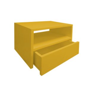 Mesa de Cabeceira Nicho com Gaveteiro Suspenso de Parede Amarelo Laca