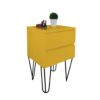 Mesa de Cabeceira Lateral de Apoio Penteadeira Pés Hairpin Legs Estilo Industrial Amarelo Laca