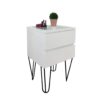 Mesa de Cabeceira Lateral de Apoio Penteadeira Pés Hairpin Legs Estilo Industrial Branco Laca