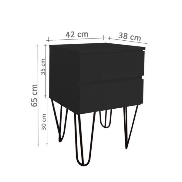 Mesa de Cabeceira Lateral de Apoio Penteadeira Pés Hairpin Legs Estilo Industrial Preto Laca