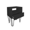 Mesa de Cabeceira Lateral Nicho com Gaveteiro Pés Hairpin Legs Estilo Industrial Preto Laca