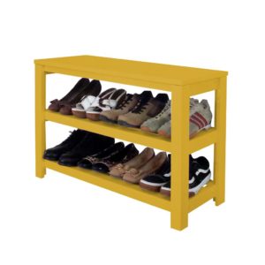 Sapateira Banco de Piso para Closets e Quartos 8 Pares Sapatos Amarelo Laca