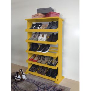 Sapateira de Piso Chão para Closets e Quartos 15 Pares Sapatos Amarelo Laca
