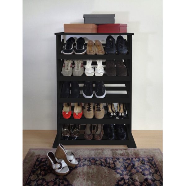 Sapateira de Piso Chão para Closets e Quartos 15 Pares Sapatos Preto Laca