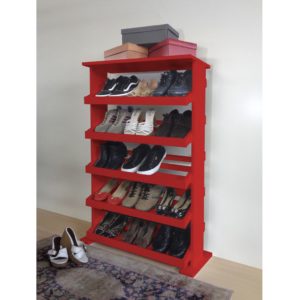 Sapateira de Piso Chão para Closets e Quartos 15 Pares Sapatos Vermelho Laca