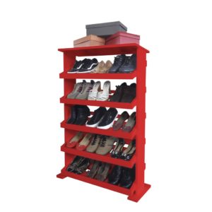 Sapateira de Piso Chão para Closets e Quartos 15 Pares Sapatos Vermelho Laca