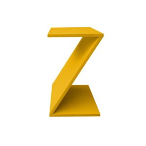 Mesa “Z” Lateral de Apoio ou Mesa de Cabeceira Amarelo Laca