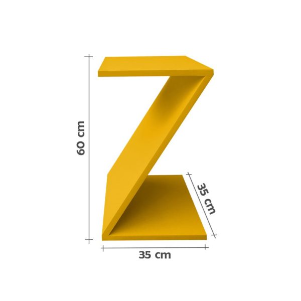 Mesa “Z” Lateral de Apoio ou Mesa de Cabeceira Amarelo Laca