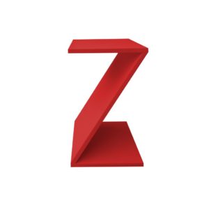 Mesa “Z” Lateral de Apoio ou Mesa de Cabeceira Vermelho Laca