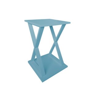 Mesa “X” Lateral de Apoio ou Mesa de Cabeceira Azul Laca