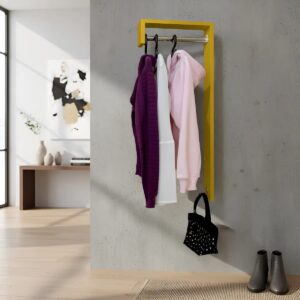 Cabideiro de Parede “J” Arara Camiseiro Porta Bolsas – Amarelo Laca