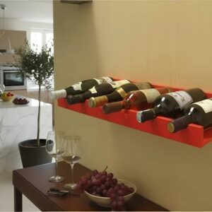 Prateleira Adega New Suporte Decorativo para Vinhos e Garrafas Vermelho Laca
