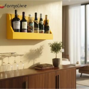 Prateleira Adega Suporte Decorativo para Vinhos e Bebidas Amarelo Laca