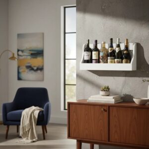 Prateleira Adega Suporte Decorativo para Vinhos e Bebidas Branco Laca