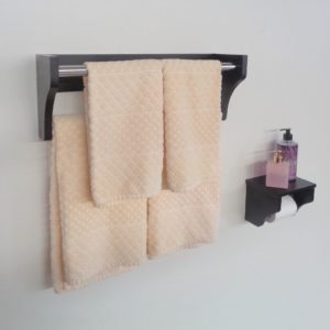 Kit Acessórios para Banheiro Conjunto 2 peças Porta Toalhas Papel Higiênico Preto Laca