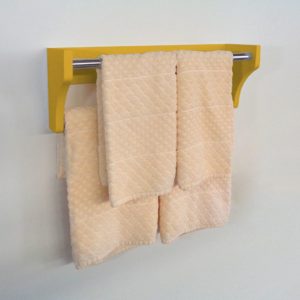 Toalheiro Duplo Suporte Cabideiro Porta Toalhas de Parede Acessório para Banheiro Amarelo Laca