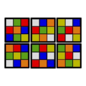 Conjunto Kit Porta Copos com 6 unidades (2 em 1) com Imã Cubo Mágico