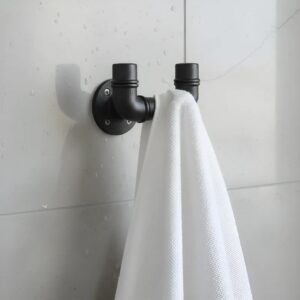 Cabideiro de Parede Porta Toalhas Suporte Gancho Acessório Banheiro Estilo Industrial Preto Laca