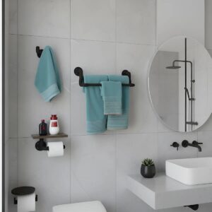 Kit Acessórios para Banheiro Conjunto 3 peças Porta Toalhas Papel Cabideiro Preto Laca