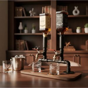 Dispenser Dosador Serve Bebidas Drinks Whisky Bar Adega Estilo Industrial Preto Laca