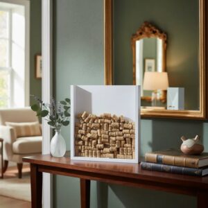 Quadro Porta Rolhas de Vinho Champanhe Tampinhas Decorativo Branco Laca