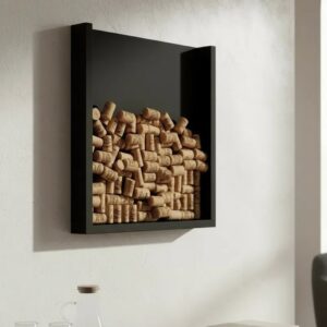 Quadro Porta Rolhas de Vinho Champanhe Tampinhas Decorativo Preto Laca