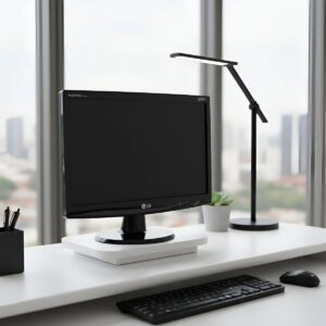 Suporte de Mesa Giratório 360° para Monitor Branco