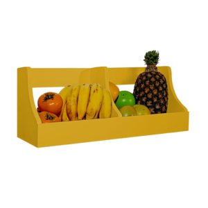 Fruteira Suspensa de Parede Prateleira Porta Legumes Cozinha em Madeira Amarelo Laca