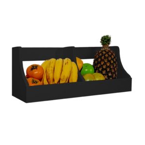 Fruteira Suspensa de Parede Prateleira Porta Legumes Cozinha em Madeira Preto Laca