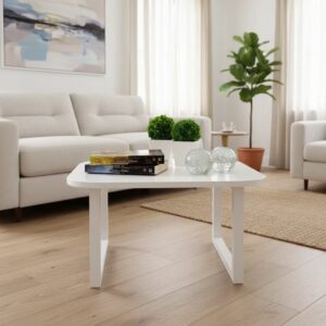 Mesa De Centro Lateral De Apoio Para Sala Estar Square Off White Laca