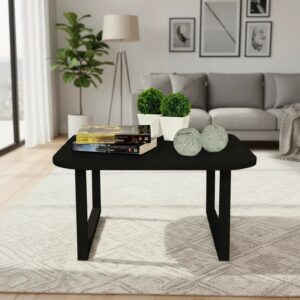 Mesa De Centro Lateral De Apoio Para Sala Estar Square Preto Laca